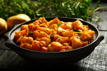 Indian spicy foods-Bombay  aloo , healthy potato roasted.