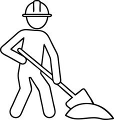 worker with shovel outline icon