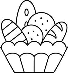 French bread basket outline icon. Brazilian food