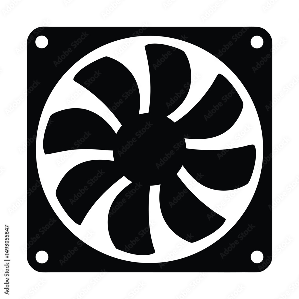 Poster cooling fan symbol for electronic devices and computer system efficiency