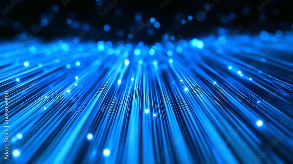 Aufkleber a close-up of individual strands of glowing nanofiber cable converging at a central processing hub, 