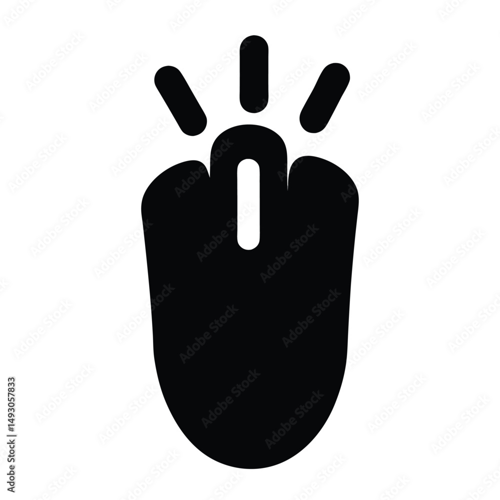 Aufkleber illuminated computer mouse icon in black and white simple graphic