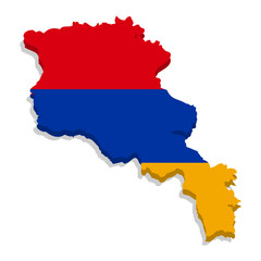 Obraz premium Armenia map with national flag colors. Armenia’s geographical outline in national flag colors. Vector illustration isolated on a white background