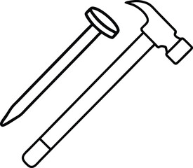 hammer and nail outline icon