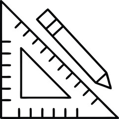 crossed pencil and ruler icon vector on white background