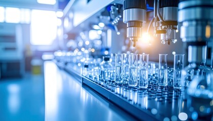 Modern laboratory equipment with test tubes and scientific instruments in a research setting