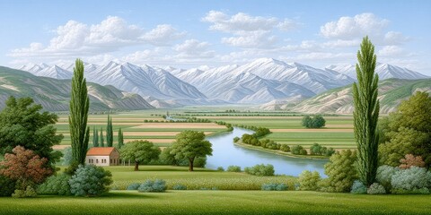 A panoramic of the Salt Lake Valley as seen in 1847 by Mormon pioneers