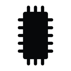 Silhouette Illustration of a Microchip or Integrated Circuit with Multiple Pins