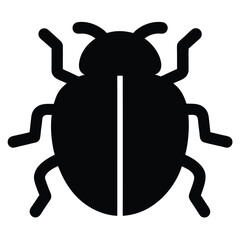 Silhouette of a black beetle insect crawling on a white background