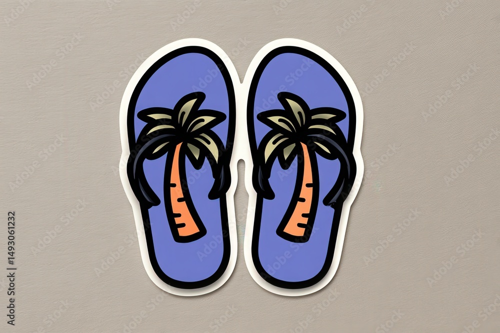 Poster fun flip flops with palm tree design on a colorful backdrop representing summer vacation vibes captu