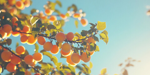 Vibrant apricot tree shines in golden sunlight Generative AI