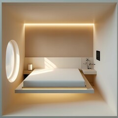 Birdview Layout of a Tiny Studio Apartment 4x4 Meters 2