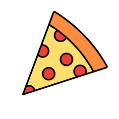 Slice of pizza concept line icon on white background.
