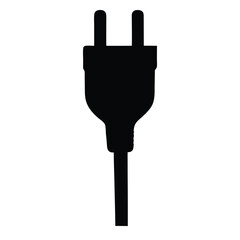 Silhouette of a twoprong electric plug, representing connectivity and electricity