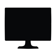 Simple black silhouette of a computer monitor on a white background