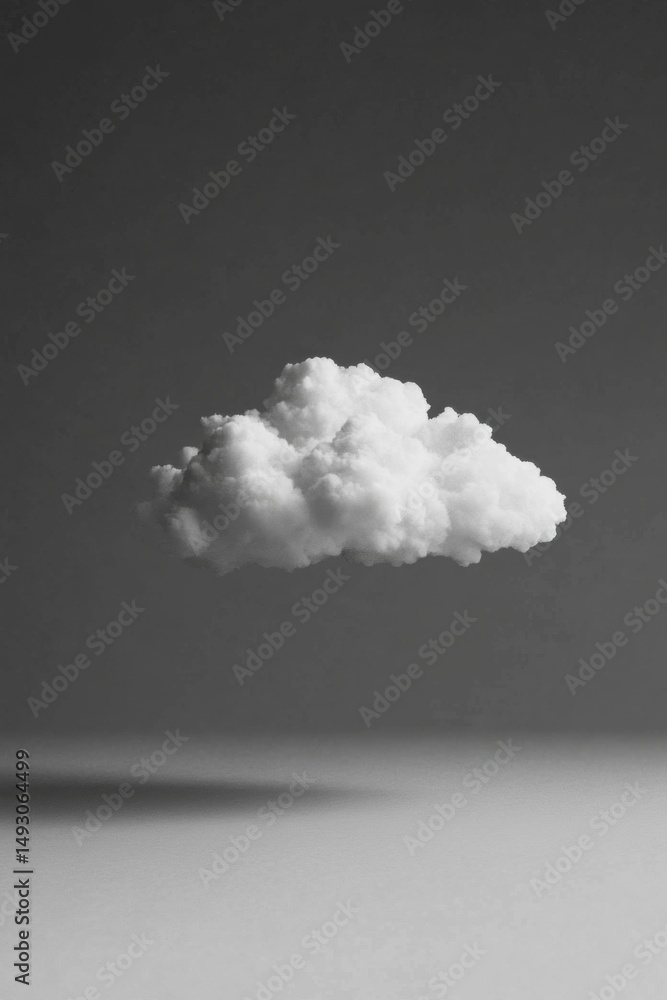 Aufkleber isolated cloud floating in a gray studio setting minimalist photography atmospheric weather concept