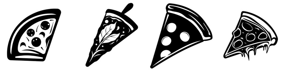Flat icon of a pizza slice with pepperoni for use on apps and websites