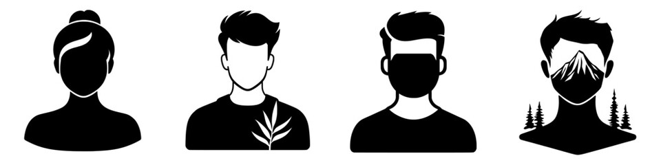 Modern illustration of a male profile as a social website member represented by an avatar head icon