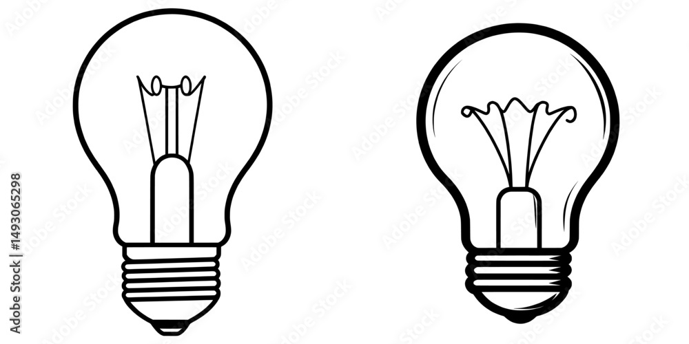 Poster a minimalist light bulb icon in black is isolated on a white background, featuring a simple silhouet