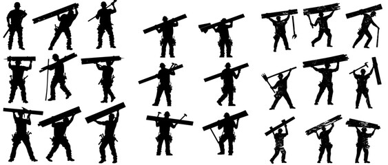 A construction worker's gesture in silhouette form can serve as an effective symbol, logo, or icon for websites, mascots, signs, and other design projects
