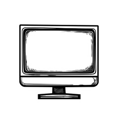 Business concept is illustrated by a computer pictogram, which is a modern depiction of a computer monitor icon on an isolated background