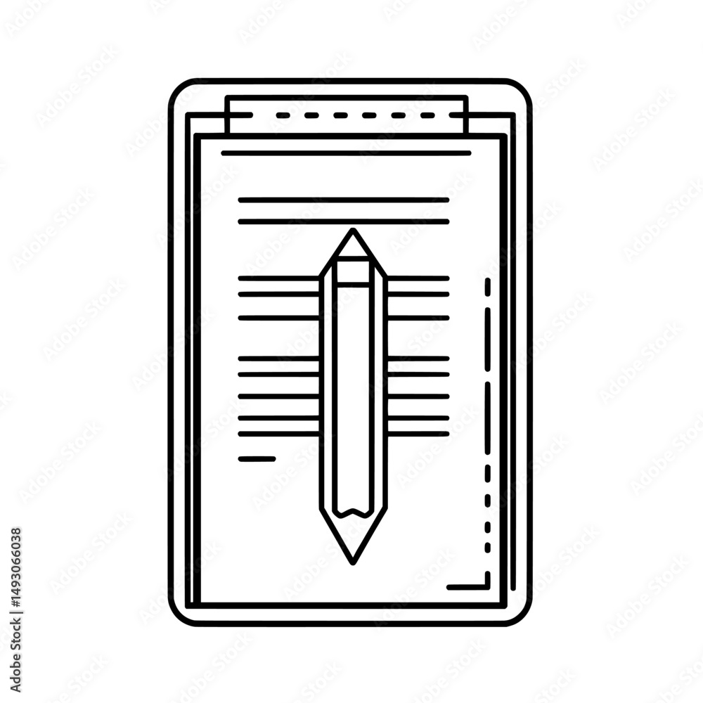 Poster on an isolated background, a modern illustration of a paper sheet showcases a document note icon in 