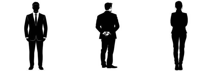 A businessman wearing a suit is shown standing in isolation as a modern silhouette © Andrei