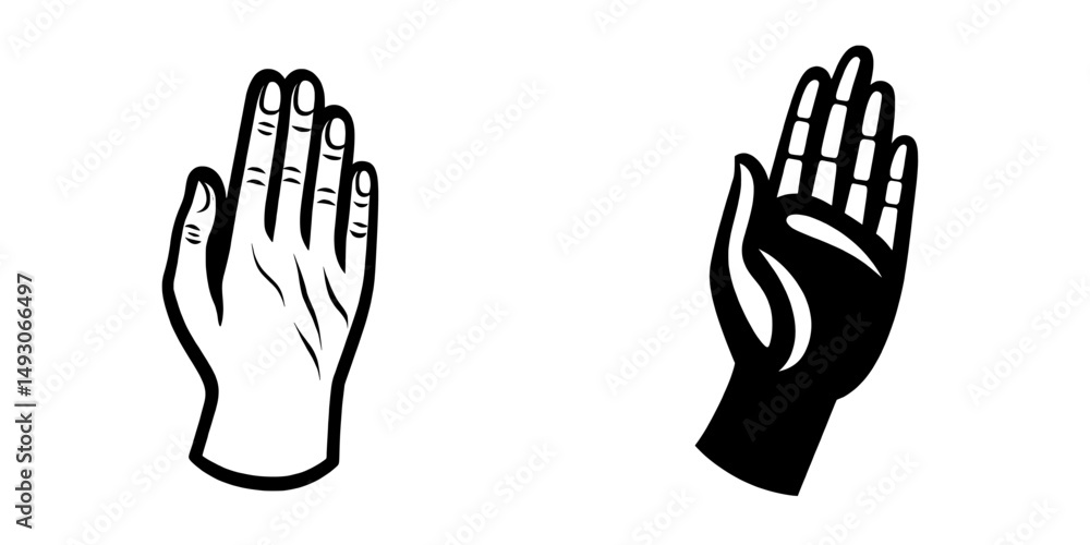Poster a praying icon is depicted in isolation on a white background, presented in a trendy design style, a