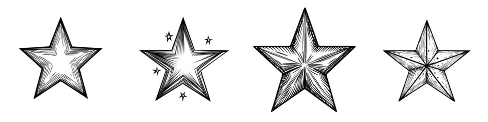 A star icon designed in a flat style, featuring a modern geometric illustration set against a white isolated background, symbolizing a business concept