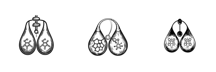 A flat style icon of an acid molecule is depicted alongside a modern dna illustration on a white background, representing a business concept related to amino models