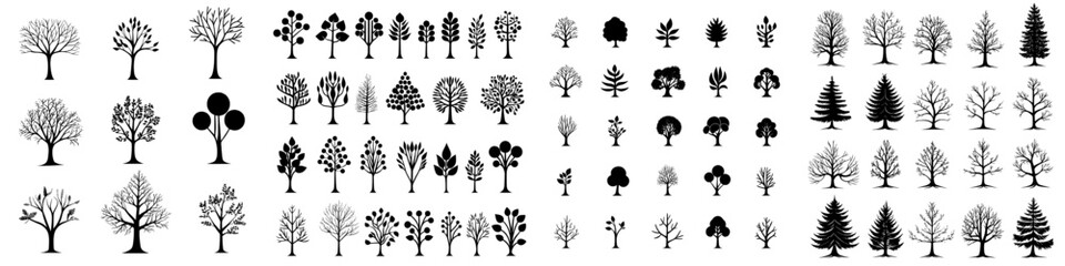 The tree icon template is editable in terms of color, featuring a modern tree symbol as a sign isolated on a white background for use in graphic and web design illustrations
