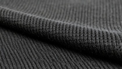 Close-up View Of Ribbed Black Fabric Texture