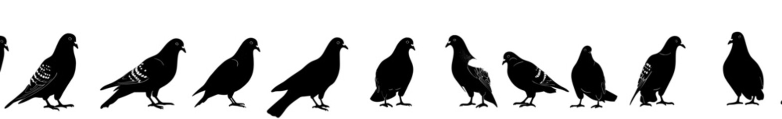 Pigeon silhouettes are depicted in this modern illustration