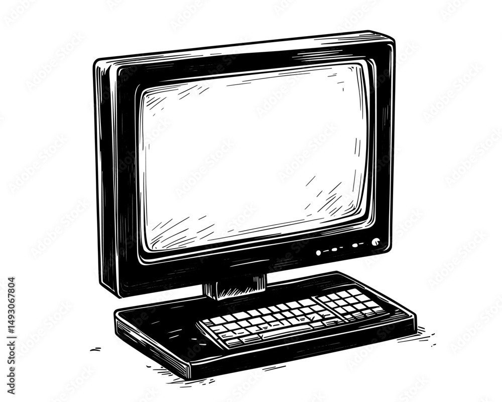 Poster isolated on the background is a realistic computer or pc monitor in a modern mockup