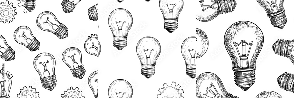 Poster the concept of innovation is represented by a modern flat-style illustration of a lightbulb with a c