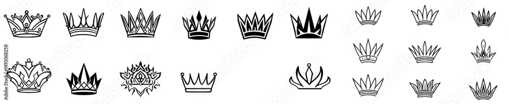 Poster editable stroke is a feature of the abstract minimal thin line crown icon set