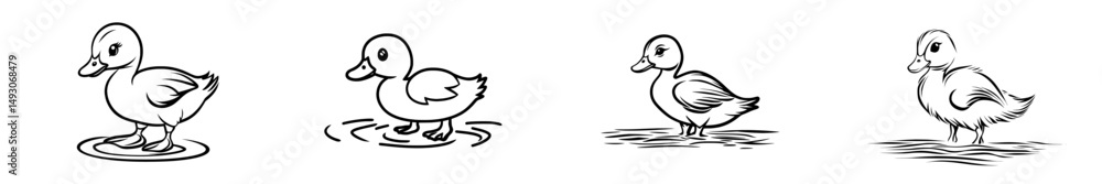 Aufkleber a duck is depicted in a continuous line art drawing style, shown as an abstract walking duck in mini