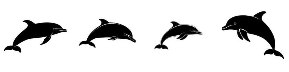 Obraz premium A dolphin icon is presented in a modern style, isolated on a white background