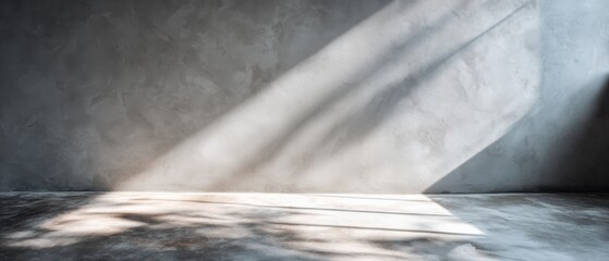 Interior Wall with Sunlight Streaks in Modern Style, Concrete Texture, Minimalist Design, Empty Space for Product Display, Studio Shot