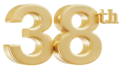Obraz premium 38th Anniversary Golden Number 3D Illustration