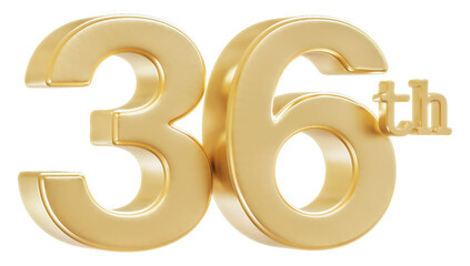 Obraz premium 36th Anniversary Golden Number 3D Illustration