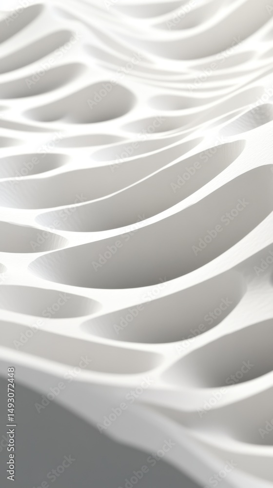 Poster Abstract white waves pattern close up minimalist style smooth texture for background or design element studio shot