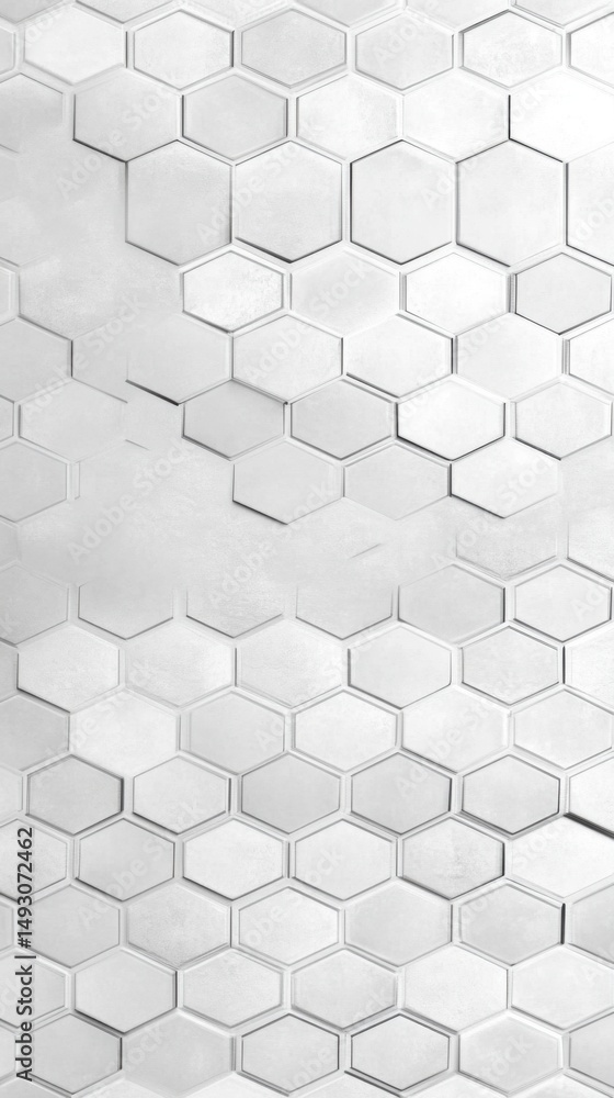 Aufkleber white hexagon tile pattern close up abstract design modern architecture interior wall background tex