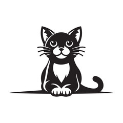 Black Cat Silhouette Icon White Background