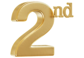 2nd Anniversary Golden Number 3D Illustration