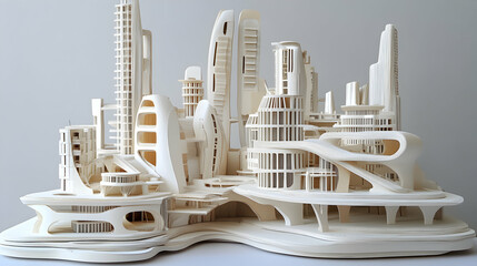 Futuristic Architectural Model of a Modern Urban Landscape Design