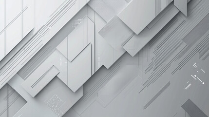 Obraz premium Abstract white background with overlapping geometric shapes and subtle line details design element