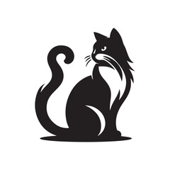 Simple Cat Silhouette Icon White Background
