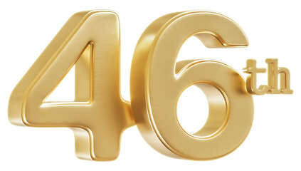 46th Anniversary Golden Number 3D Illustration