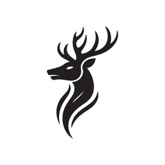 Deer Silhouette Vector Icon White Background